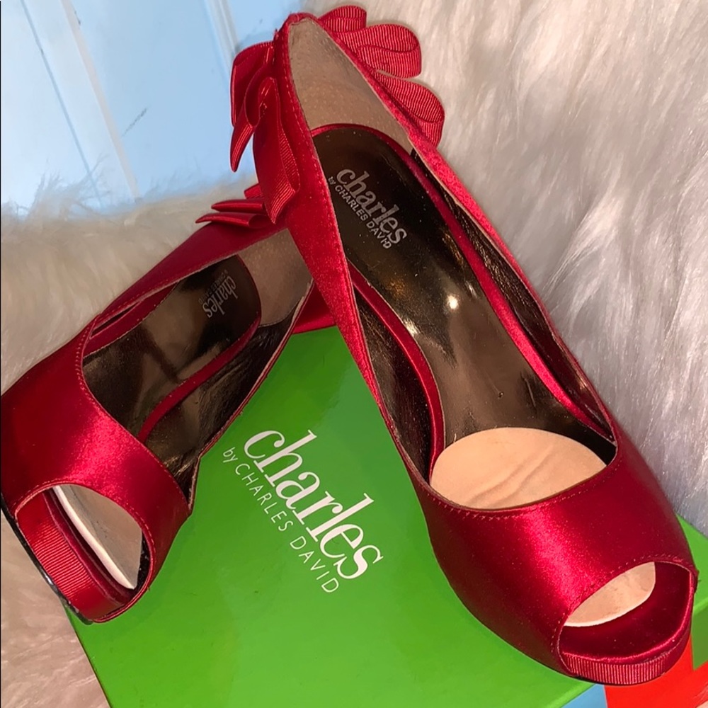 Red Satin Pump Size 8.5